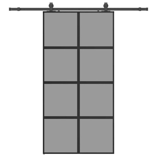 vidaXL Sliding Door with Hardware Set Black 102.5x205 cm Tempered Glass