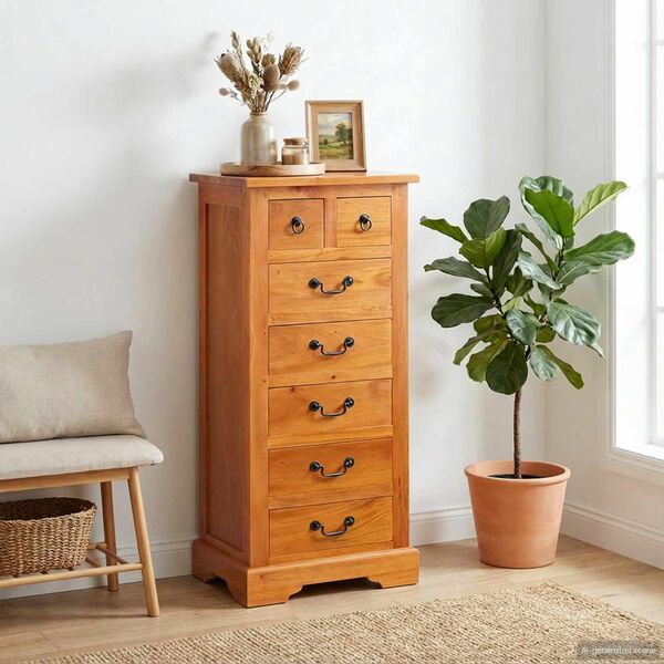 vidaXL Chest of Drawers Natural 45 x 35 x 100.5 cm Solid Mahogany Wood