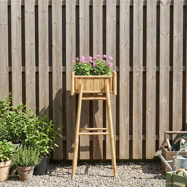 vidaXL Garden Planter with Holder Natural 50 x 38 x 114 cm Bamboo