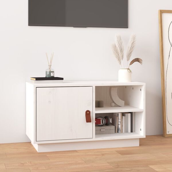 vidaXL TV Cabinet White 70x34x40 cm Solid Wood Pine