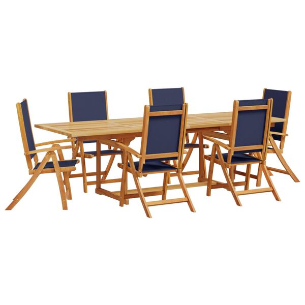 vidaXL 7 Piece Garden Dining Set Solid Wood Acacia and Textilene