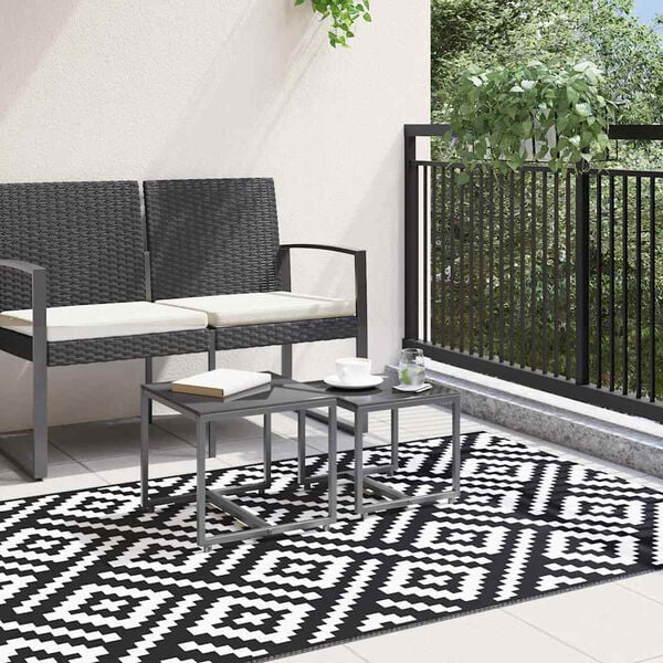 vidaXL Outdoor Carpet ARAKIL White and Black 120x180 cm PP