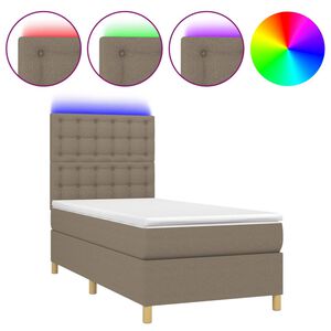 vidaXL Box Spring Bed with Mattress&LED Taupe 80x200 cm Fabric