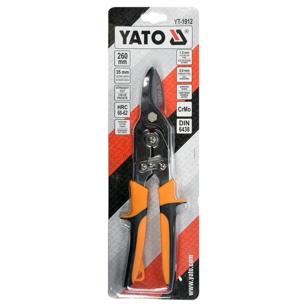 YATO Figure Tin Snips Straight 260 mm Yellow