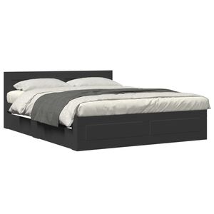 vidaXL Bed Frame with Headboard without Mattress Black 160x200 cm