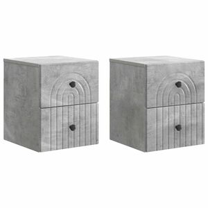 vidaXL Wall-Mounted Bedside Cabinet with Drawer 2 pcs Concrete Grey