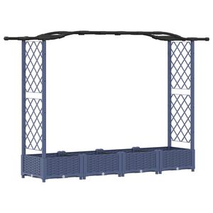 vidaXL Raised Bed with Trellis and Roof Grey 207 x 40 x 123 cm PP