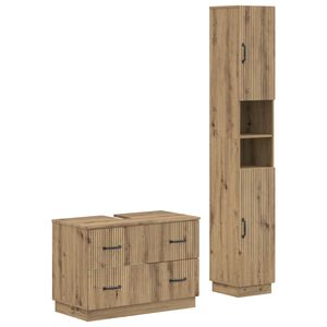 vidaXL 2 Piece Bathroom Cabinet Set HOORN Artisan Oak Engineered Wood