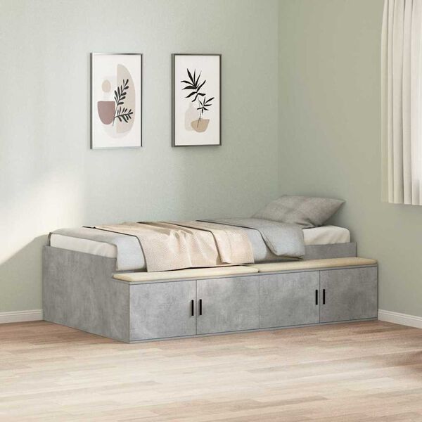 vidaXL Bed Frame Concrete Grey 100 x 200 cm Engineered Wood