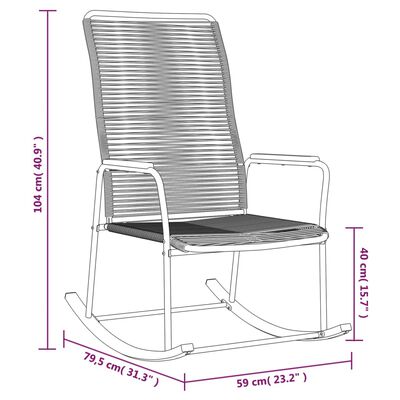 vidaXL Garden Rocking Chair Black 59x79.5x104 cm PVC Rattan