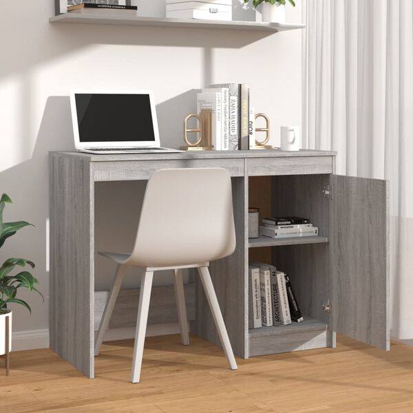 vidaXL Desk Grey Sonoma 100x50x76 cm Engineered Wood