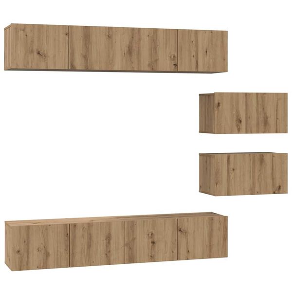 vidaXL TV Cabinet Set Wall-mounted 6 pcs Artisan Oak Engineered Wood