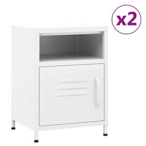 vidaXL Nightstands 2 pcs White 35x35x51 cm Steel
