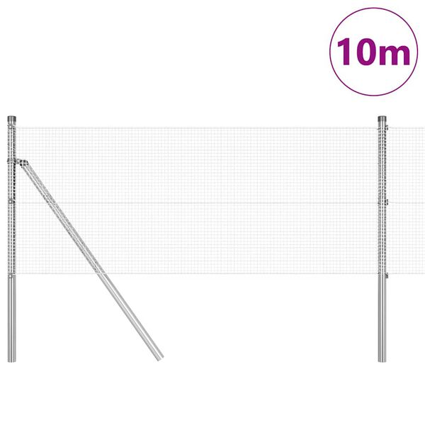 vidaXL Fence Post Silver 10 x 0.6 m (12 x 12 mm mesh) Steel
