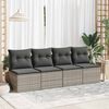 vidaXL 2 Piece Garden Sofa Set with Cushions Grey Poly Rattan Acacia