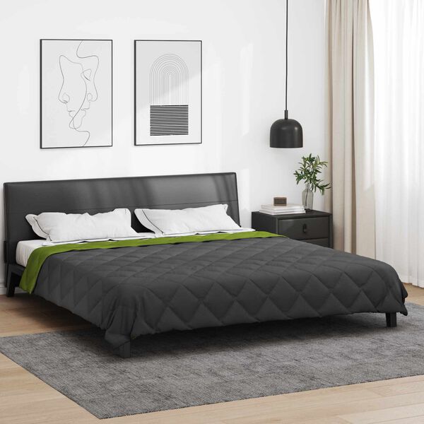 vidaXL Summer Duvet Green and Anthracite 240 x 260 cm Microfiber