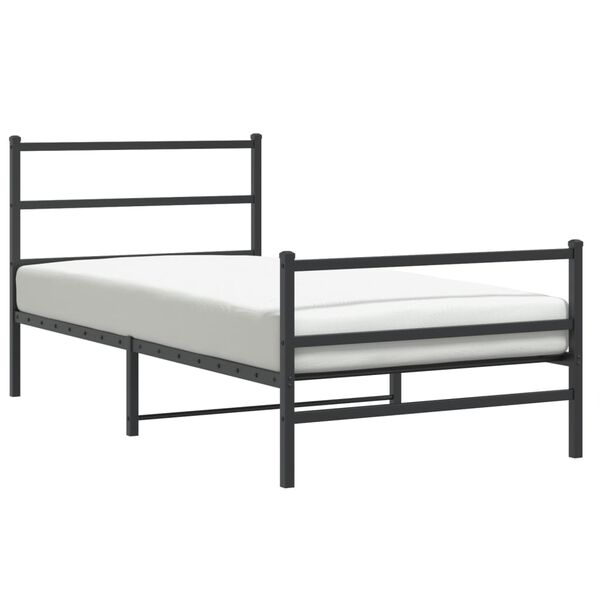 vidaXL Metal Bed Frame without Mattress with Footboard&nbsp;Black 100x200cm