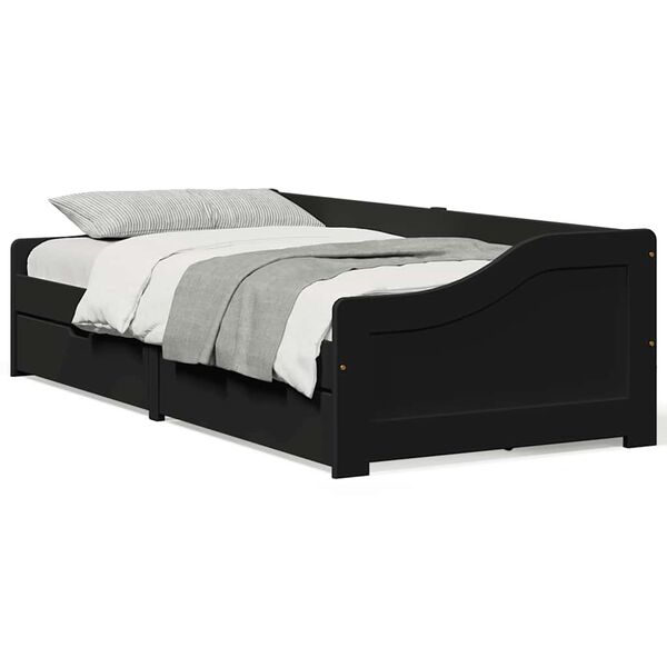 vidaXL Day Bed with 2 Drawers without Mattress IRUN Black 90x200 cm