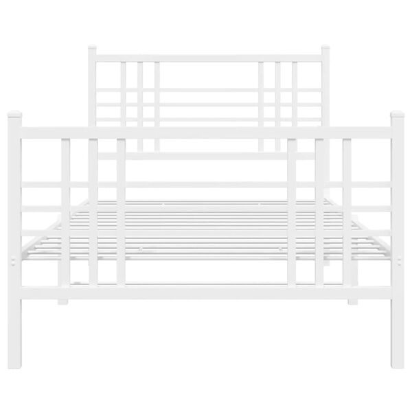 vidaXL Metal Bed Frame without Mattress with Footboard White 100x190cm