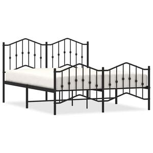 vidaXL Metal Bed Frame without Mattress with Footboard&nbsp;Black 135x190cm
