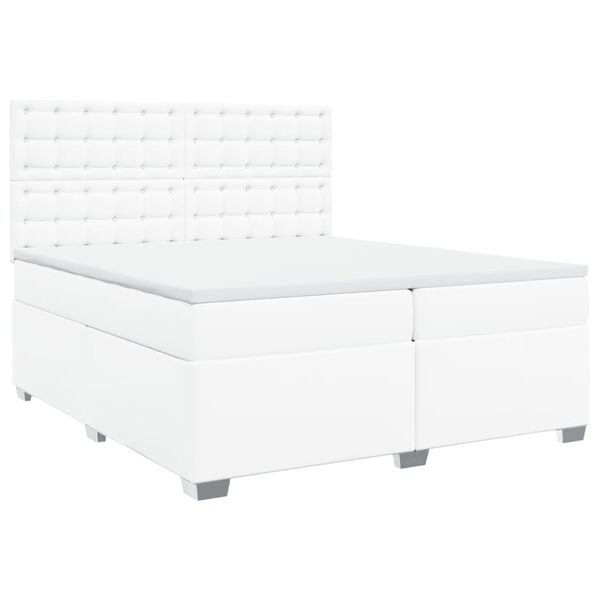 vidaXL Box Spring Bed with Mattress White 200x200 cm Faux Leather