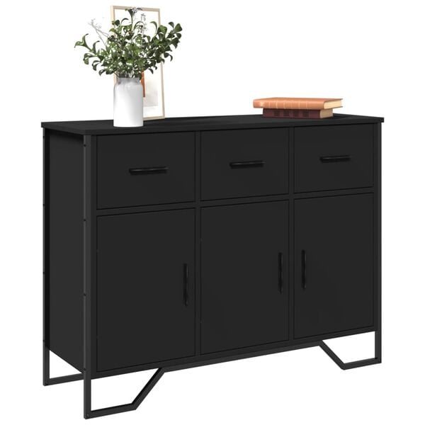 vidaXL Sideboard Black 97x32.5x74.5 cm Engineered Wood