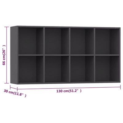vidaXL Book Cabinet/Sideboard Grey 66x30x130 cm Engineered Wood