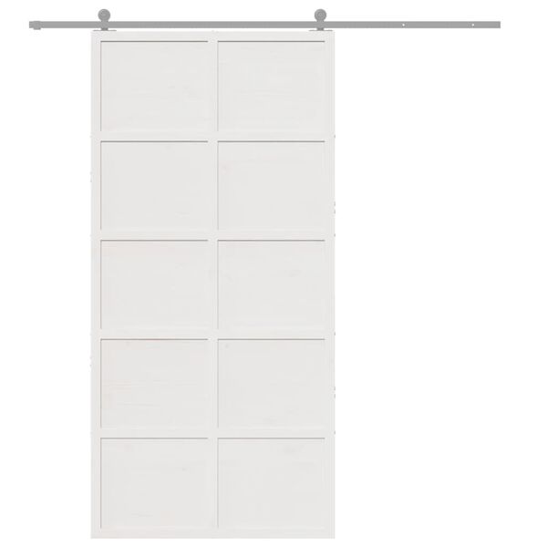 vidaXL Barn Door White 100x208 cm Solid Wood Pine
