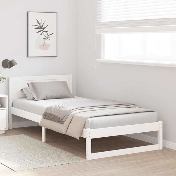 vidaXL Bed Frame with Headboard White 80 x 200 cm Solid Pine Wood