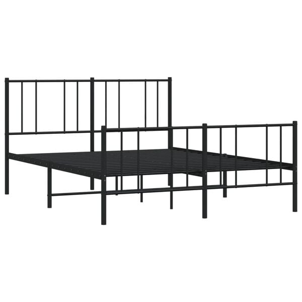 vidaXL Metal Bed Frame without Mattress with Footboard Black 120x200cm