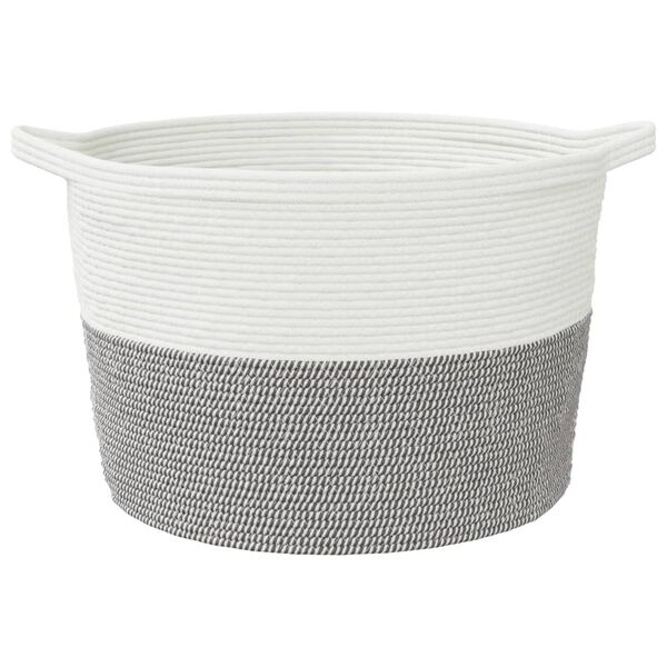 vidaXL Laundry Basket Grey and White &Oslash;60x36 cm Cotton