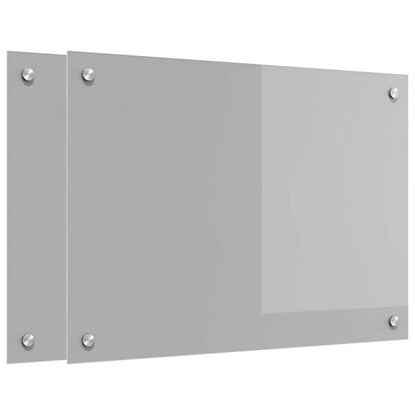vidaXL Kitchen Backsplash 2 pcs Light Grey 70 x 50 cm Tempered Glass