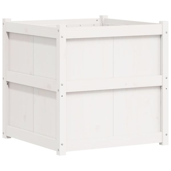 vidaXL Garden Planter White 70x70x70 cm Solid Wood Pine