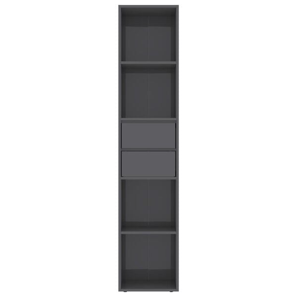 vidaXL Book Cabinet High Gloss Grey 36x30x171 cm Engineered Wood