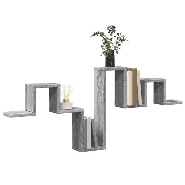 vidaXL Wall Shelf Grey Sonoma 104.5x10x43 cm Engineered Wood