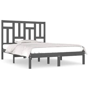 vidaXL Bed Frame without Mattress Grey 200x200 cm Solid Wood Pine