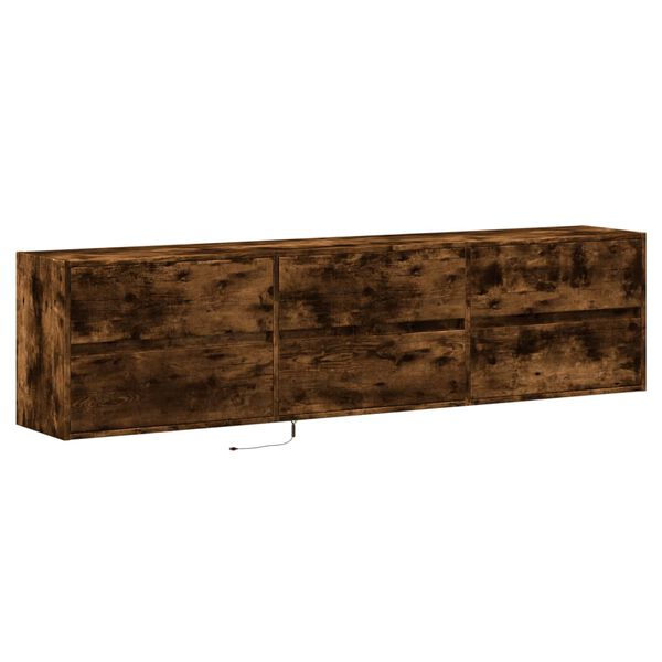 vidaXL TV Wall Cabinet with LED Smoked Oak 180x31x45 cm