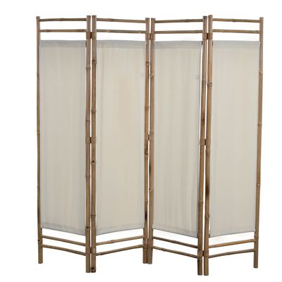 vidaXL Folding 4-Panel Room Divider Bamboo and Canvas 160 cm