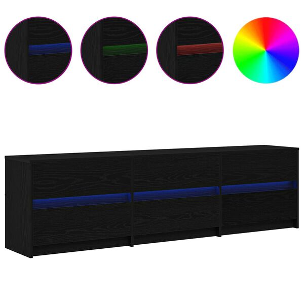 vidaXL TV Units 2 pcs Black Oak 180 x 34 x 50 cm Engineered Wood