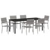vidaXL Garden Dining Set with Cushion 7 pcs Grey Poly Rattan