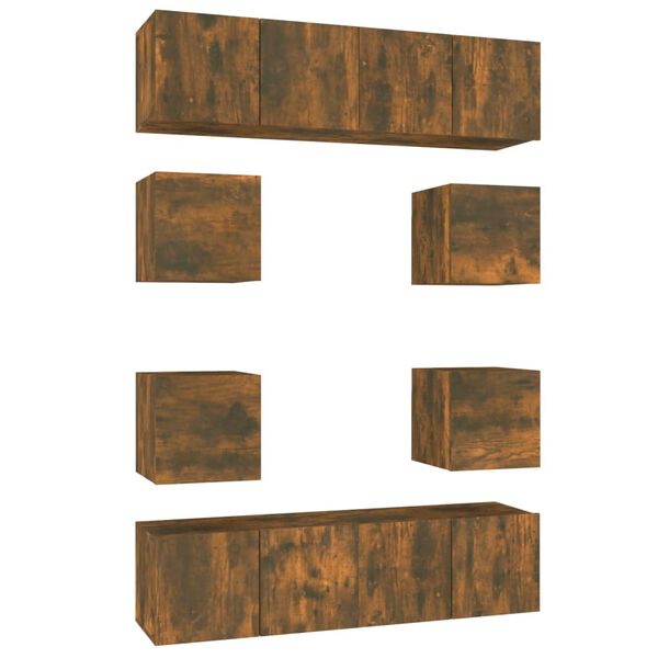 vidaXL 8 Piece TV Cabinet Set Smoked Oak Engineered Wood