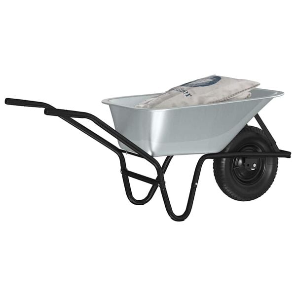 vidaXL Wheelbarrow Silver and Black 141 x 60 x 57 cm Steel