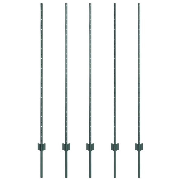 vidaXL Fence Post 5 pcs Green 140 cm Steel