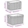 vidaXL Firewood Basket 2 pcs Grey Lacak Rattan