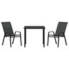 vidaXL Garden Dining Set 3 pcs Black Powder-coated Steel