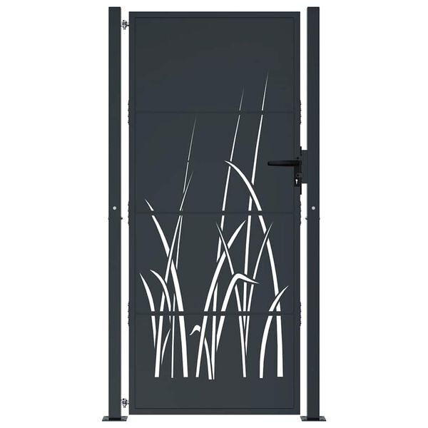 vidaXL Garden Gate Anthracite 100x200 cm Steel Grass Design