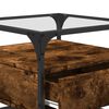 vidaXL Coffee Table with Glass Top Smoked Oak 50x50x45 cm Steel