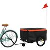 vidaXL Bike Trailer Black and Orange 45 kg Iron