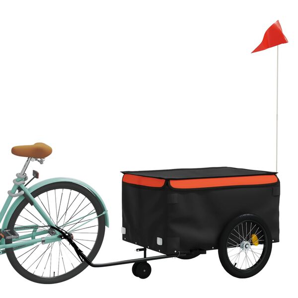 vidaXL Bike Trailer Black and Orange 45 kg Iron