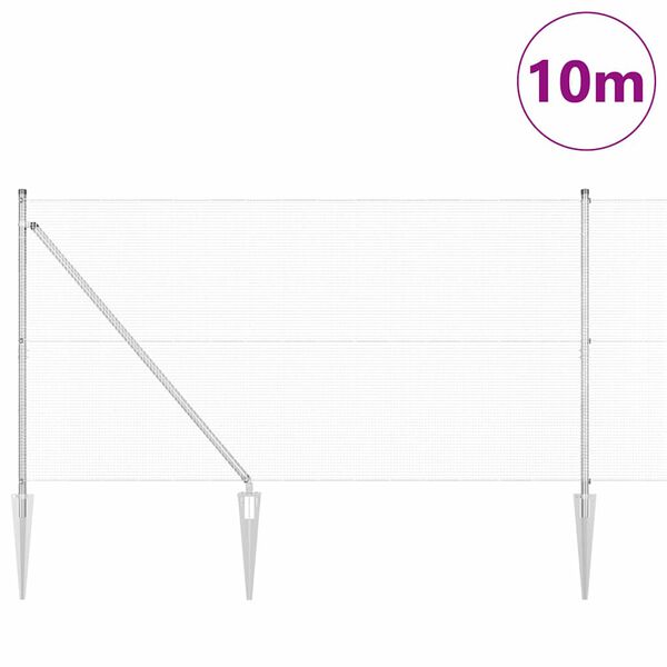 vidaXL Fence Post Silver 10 x 1.2 m (12 x 12 mm mesh) Steel